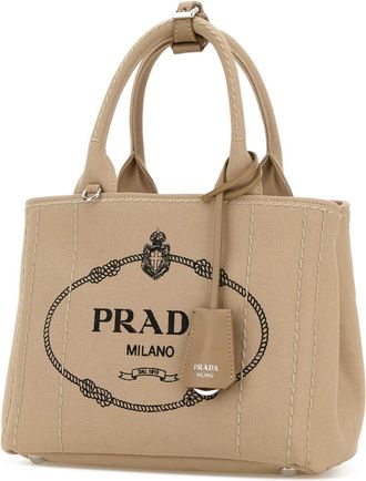Prada Womens Beige Canvas Small Prada Jardini&atilde;&uml;re Handbag Corda Borse A Mano Bag
