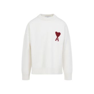 Ami Off White Crewneck Logo Sweater