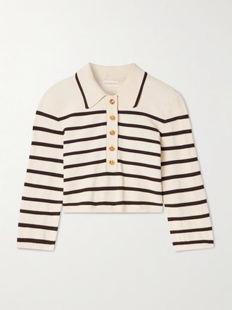 Zimmermann Pullover Cropped In Maglia A Righe Illuminate - Crema