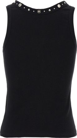 Versace Womens Black Cotton Sleeveles T-Shirt