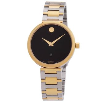 Movado Museum Classic Automatic Black Dial Two-Tone Ladies Watch 0607679