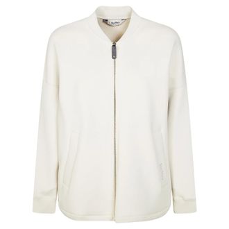 Max Mara Bomber Jackets, female, White, Size: S Radios Bomber Scuba