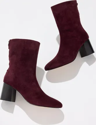 Talbots Aster Flare Block Heel Booties - Deep Burgundy - 10 1/2 M Talbots