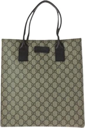 Gucci Pre-owned GG Supreme Canvas Leren Tote Bag - Dames - Vintage Shopper - Beige - ONE Size - Leer - Vintage