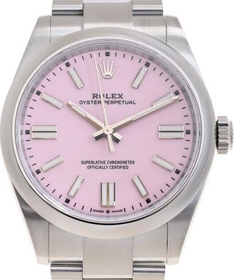 Rolex Oyster Perpetual Automatic Chronometer Candy Pink Dial Mens Watch 134300-0013