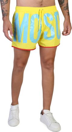 Moschino Mens Swim Trunks Logo Print - Yellow - Size Small