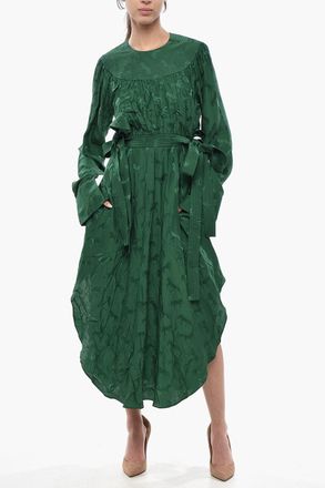 Stella McCartney Chemisier Midi in Misto Seta Jacquard con Cintura Stella McCartney