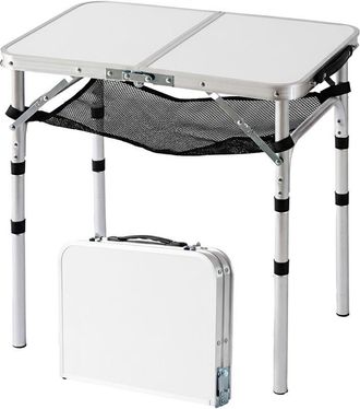 Relaxdays Relaxdays camping table, folding, adjustable height, HxWxD: 60x60x40 cm, aluminium, MDF, weatherproof, white