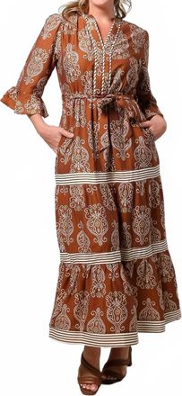 She + Sky Tiered Maxi Dress In Rust