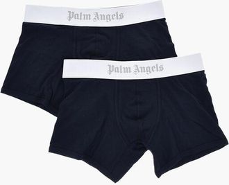 Palm Angels Set Of 2 Stretch Cotton Boxer Briefs With Branded Elastic Wa size Xs