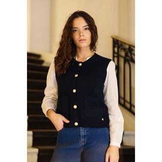 La petite &eacute;toile Mouwloos vest met ronde hals, MORI