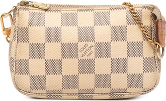 Louis Vuitton Pre-owned Womens Mini Pochette Checkered Pouch - Ivory Textile - One Size