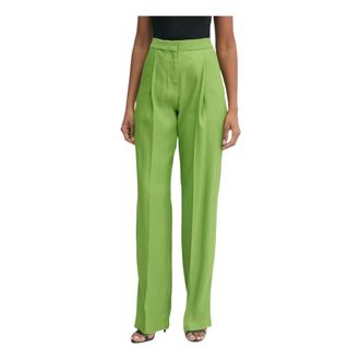 Elisabetta Franchi Dames, Broeken, Groen, Maat: XS Linnen