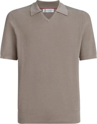 Brunello Cucinelli T-shirt met V-hals - Beige