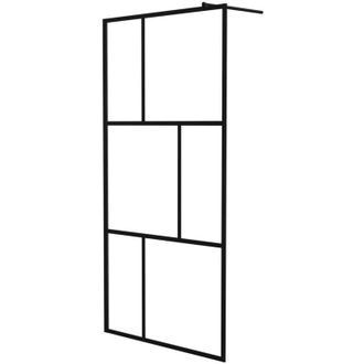 vidaXL Mampara De Ducha Accesible Con Vidrio Templado Negro 100x195 Cm Vidaxl