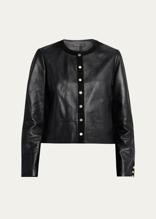 Vince Leather Boxy Crop Jacket