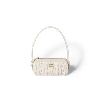 Miu Miu Matelass&eacute; Nappa Leather Pouch, Woman, White