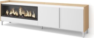Skraut Home Skraut Home - Mueble Tv, Televisi&oacute;n, Muebles De Sal&oacute;n, Almacenaje, 212x35x61cm, Para Tv Hasta 80, Chimenea El&eacute;ctrica Xxl, Dise&ntilde;o Industrial, Estilo Mo
