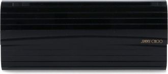 Jimmy Choo London Ribbed Black Acrylic Clutch Bag With Removable Chain Strap