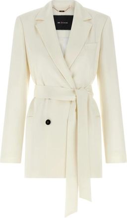 Kiton Double-breasted Silk Blazer - female - Kiton - Blazers - White - L - Jackets
