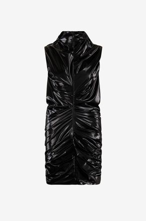 Alexander McQueen Drapiertes &auml;rmelloses Minikleid in Vinyloptik