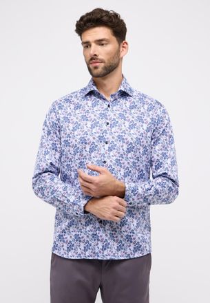 Eterna Langarmhemd ETERNA MODERN FIT, Herren, Gr. 43, Normalgr&ouml;ssen, blau, Twill, 100% Baumwolle, tailliert, Manschette, Hemden Langarmhemd, EASY IRON (b&uuml;gel