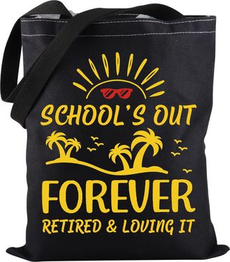 Generic Retired Teacher Tote Bag Schools Out Forever Retired Loving It Tote Bag Teacher Appreciation Gift (SCHOOLS OUT-tb)