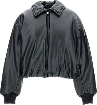 Acne Studios Jassen, Dames, Zwart, L, Leer, Bomberjack Gemaakt van Imitatieleer