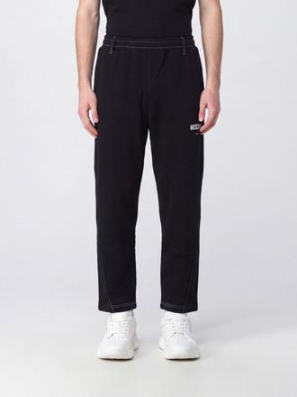 Moschino Pantaloni jogging in cotone con logo stampato a contrasto