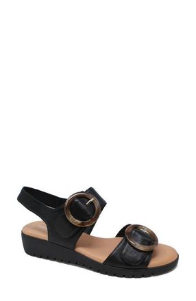 Django & Juliette Meldrick Low Wedge Sandal in Black-Black Sole Leather at Nordstrom, Size 37