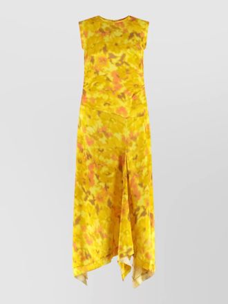 Acne Studios sleeveless floral dress asymmetric hem draped