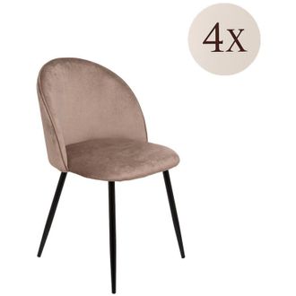 Dmora Dmora - Juego De 4 Sillas Stinson, Sill&oacute;n Tapizado En Terciopelo, Silla De Comedor Acolchada, Asiento Para Reuniones, 51x54h82 Cm, Gris