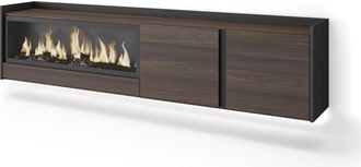 Skraut Home Skraut Home - Mueble Tv, Televisi&oacute;n, Muebles De Sal&oacute;n, Almacenaje, 212x35x50cm, Para Tv Hasta 80, Chimenea El&eacute;ctrica Xxl, Colgado, Suspendido, Led, Es