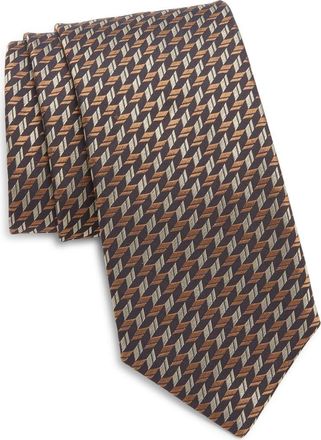 Canali Geometric Silk Tie in Brown at Nordstrom