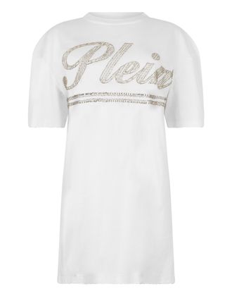 Philipp Plein Open Back T-Shirt Dress Strass Signature