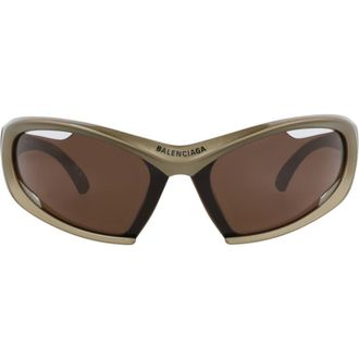 Balenciaga 78mm Geometric Sunglasses in Green Green Brown at Nordstrom Rack