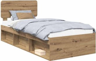 vidaXL Bed Frame Artisian Oak 100 x 200 cm Solid Pine Wood vidaXL