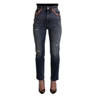 Dolce & Gabbana Hoge Taille Skinny Denim Jeans Blauw - Dames - Jeans - Blauw - Maat: XS Denim