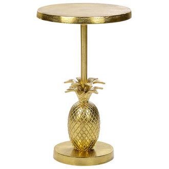 Beliani Mesa Auxiliar De Metal Dorado 29 Cm Forma De Pi&ntilde;a Glamour Sala De Estar Pannouvre