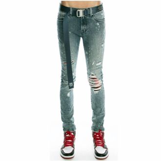 Cult of Individuality Mens Punk Super Skinny Stretch Belted Jeans In Grit