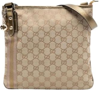 Gucci Pre-owned Cross Body Bags, female, Brown, Size: ONE SIZE Pre-owned Vintage Canvas Crossbody Bag