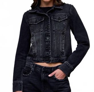 Hidden Jeans Fitted Trucker Jacket In Onyx