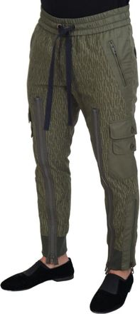 Dolce & Gabbana Mens Striped Cotton-Nylon Cargo Pants Green