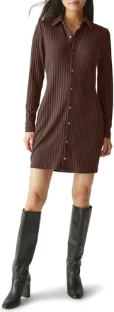 Michael Stars Kayla Long Sleeve Minidress in Java at Nordstrom, Size Large