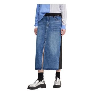 Desigual Cervantes Midi Rok - Dames - Spijkerrokken - Blauw - S - Katoen - Rokken