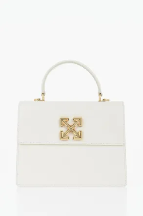 Off-white Leather Top-Handle Bag JITNEY with Gold-Effect Monogram Off-White