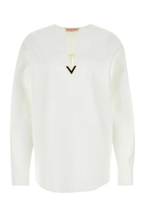 Valentino Garavani White Cotton Blend Blouse