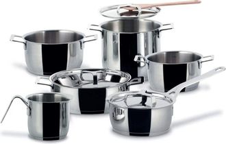 Alessi AJM100S9, Set Pentole con Coperchi, Acciaio Inossidabile, 9 pezzi