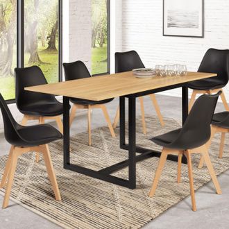 IDMarket Idmarket - Detroit Mesa De Comedor Rectangular Extensible 4-8 Personas Dise&ntilde;o Industrial 80-160 Cm