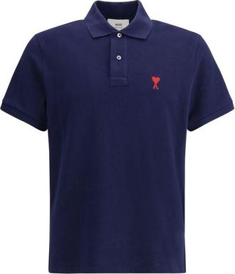 Ami Mens Blue Cotton Polo Shirt